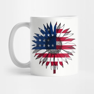 Happy Independence Day Stars&Stripes Sunflower American Flag T SHirt Mug